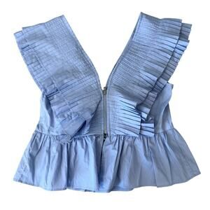 NWOT En Saison Light Blue Poplin Blouse Women's Size Medium